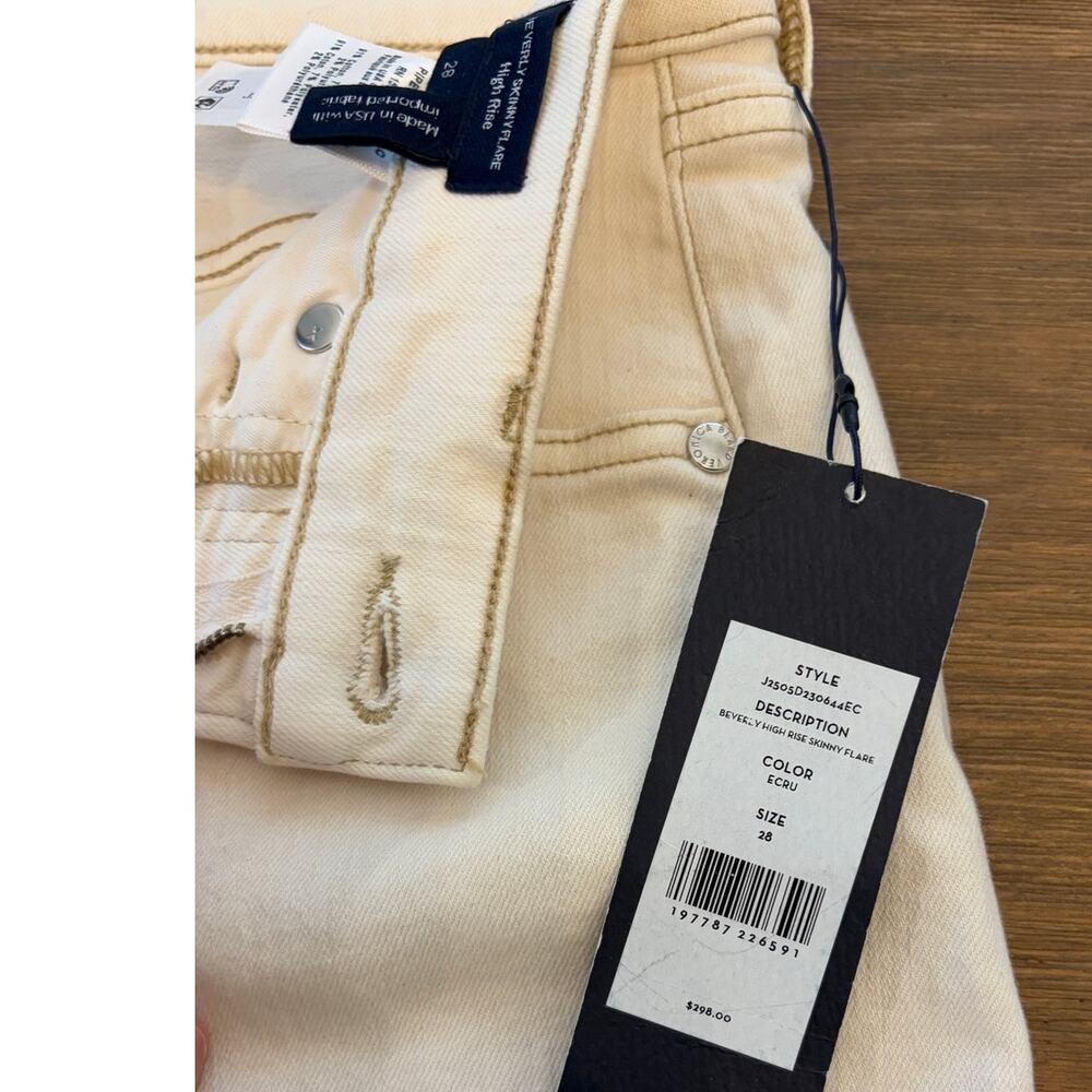 NWT Veronica Beard Beverly High Rise Skinny Flare Jeans Ecru 28 Made USA - Picture 4 of 9